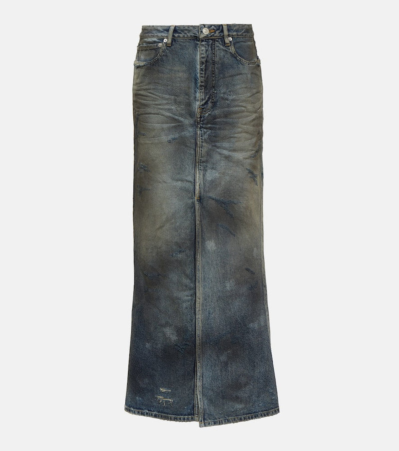 Balenciaga Bleached denim maxi skirt