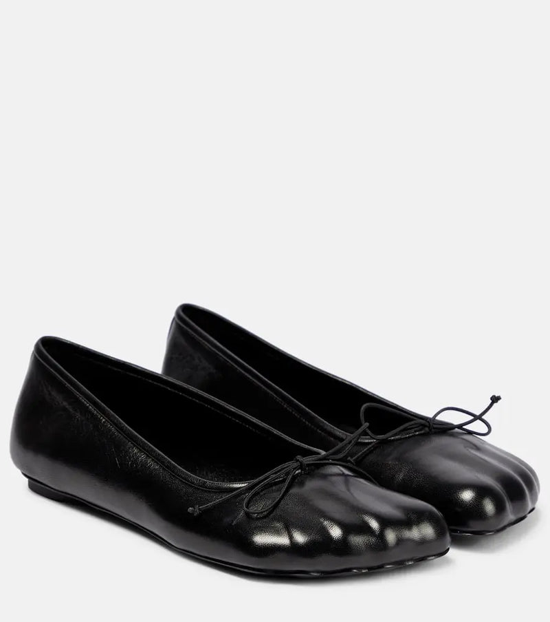 Balenciaga Bow-detail leather ballet flats | LYBSTORE