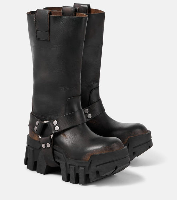 Balenciaga Bulldozer Harness leather biker boots