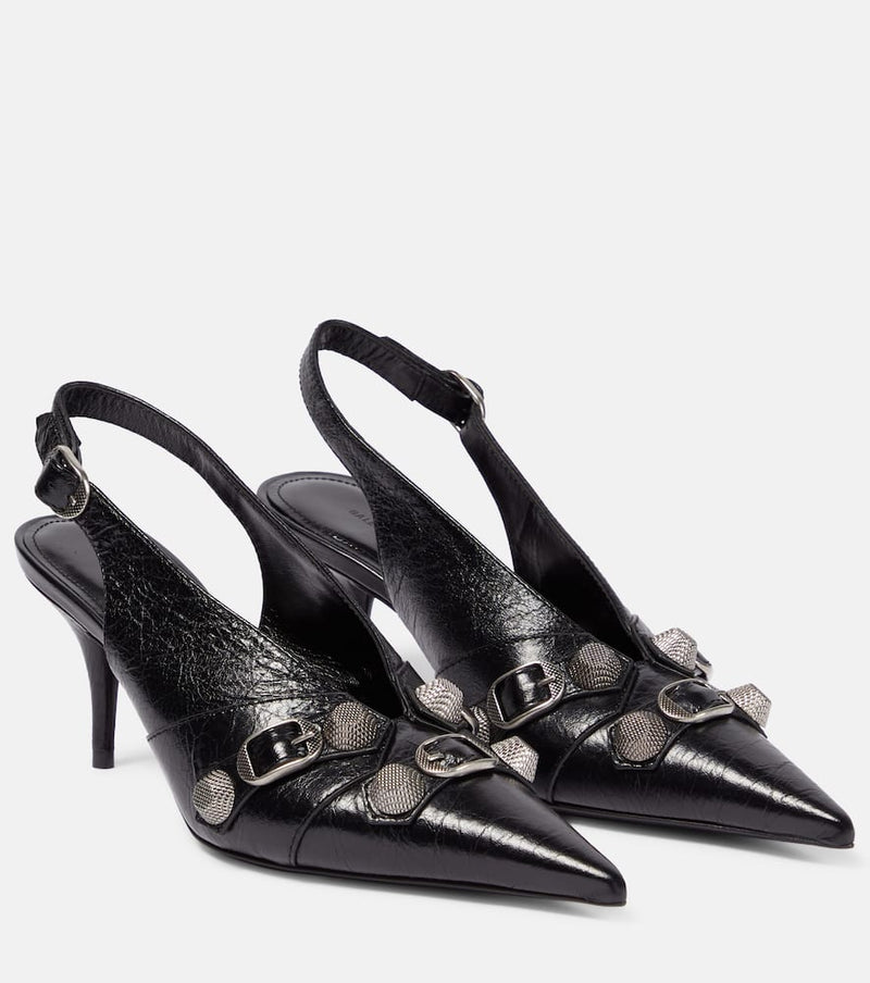 Balenciaga Cagole 70 leather slingback pumps