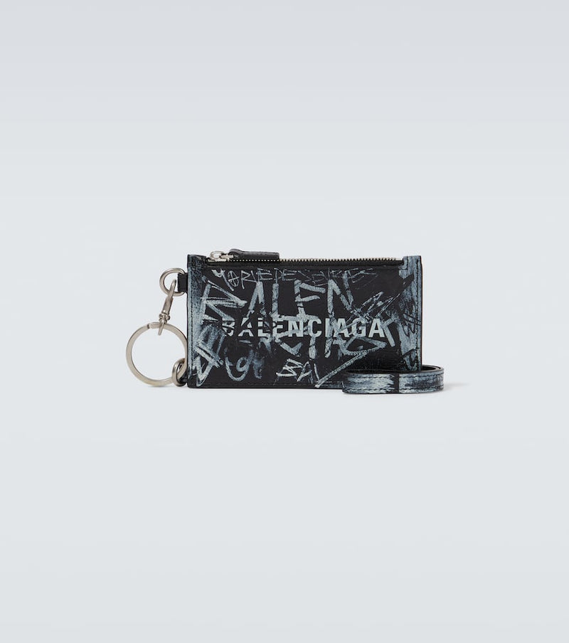 Balenciaga Cash logo-printed leather card holder