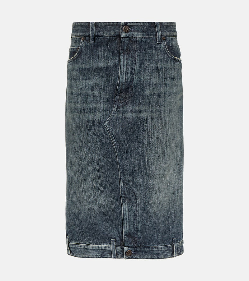 Balenciaga Cotton denim midi skirt