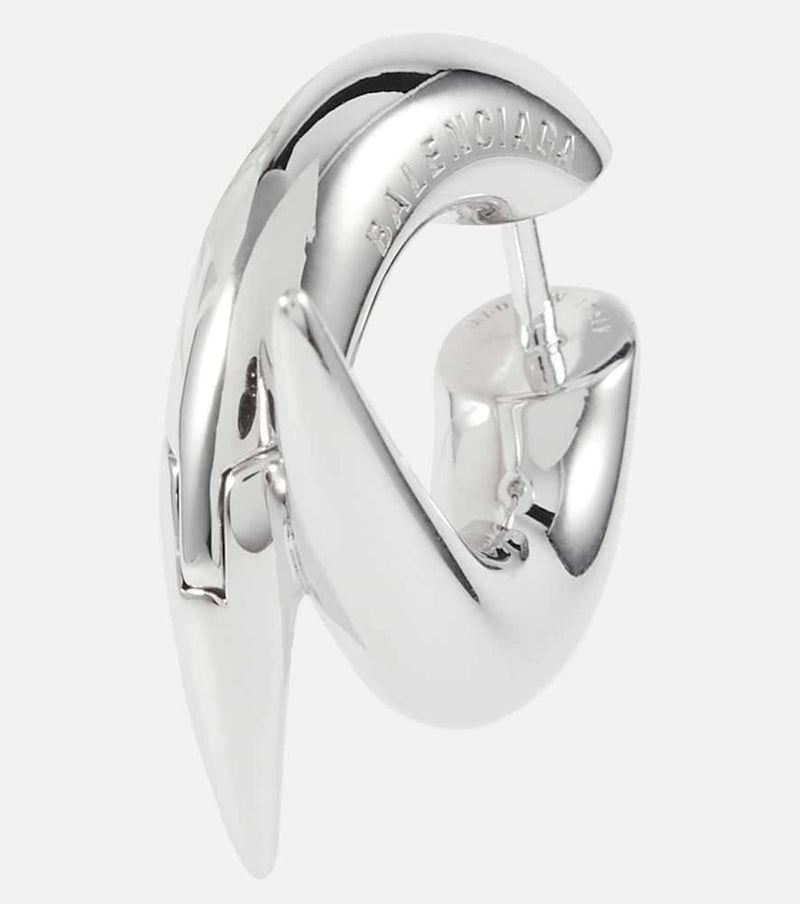 Balenciaga Force Horn XS sterling silver hoop earrings