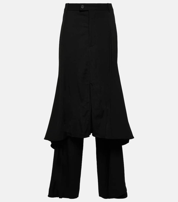 Balenciaga Godet wool-blend midi skirt