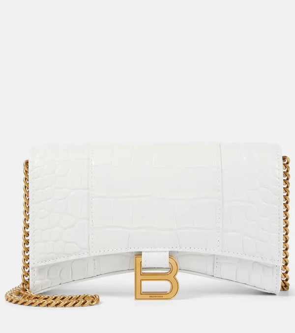 Balenciaga Hourglass leather wallet on chain