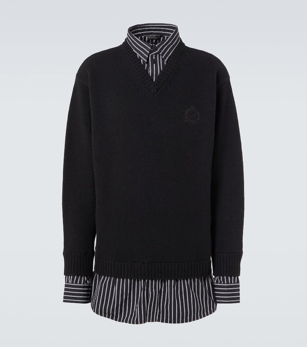 Balenciaga Layered wool and cotton poplin sweater