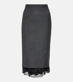 Balenciaga Lingerie pinstripe wool midi skirt | LYBSTORE