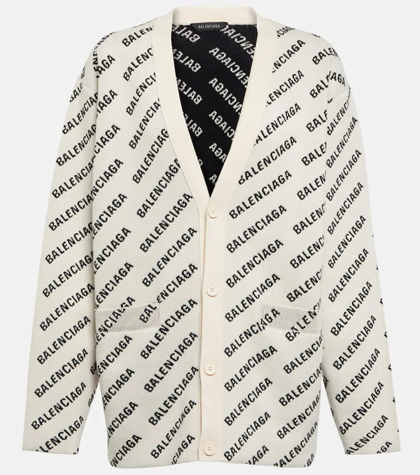 Balenciaga Logo cotton and wool-blend cardigan | LYBSTORE