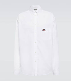 Balenciaga Logo embroidered cotton poplin shirt