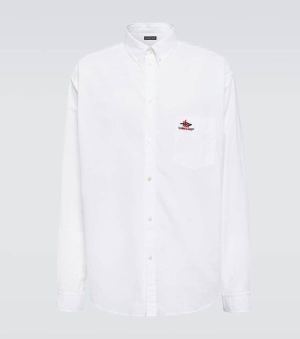 Balenciaga Logo embroidered cotton poplin shirt