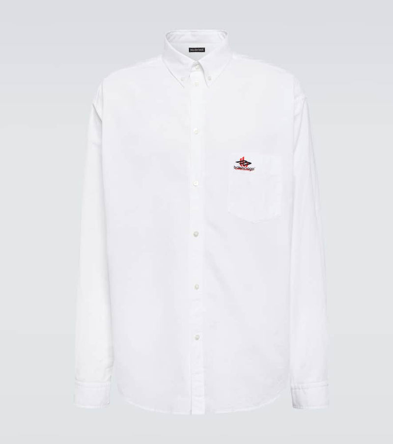 Balenciaga Logo embroidered cotton poplin shirt