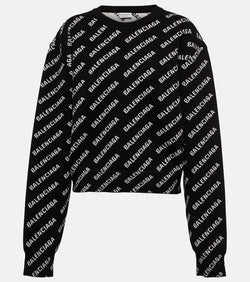 Balenciaga Logo jacquard cotton-blend sweater