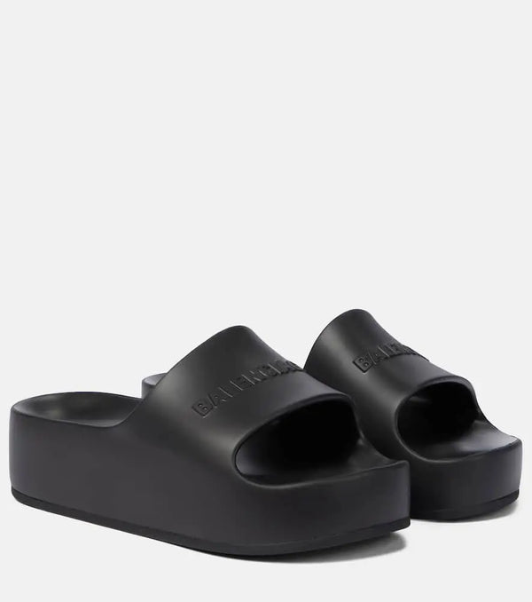 Balenciaga Logo rubber platform slides | LYBSTORE