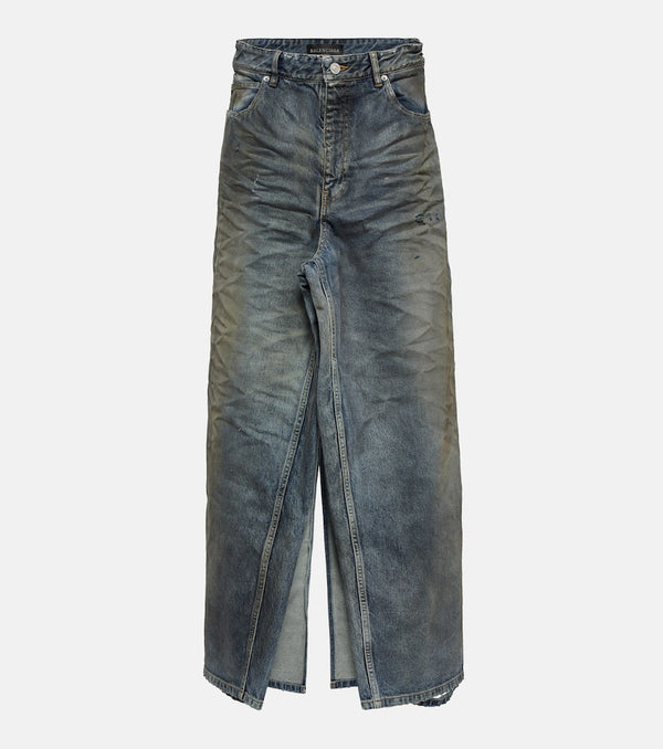 Balenciaga Mid-waist denim maxi skirt