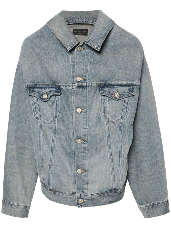 Balenciaga Off Shoulder Denim Jacket