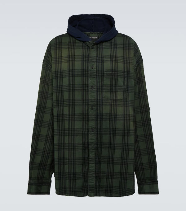 Balenciaga Oversized checked cotton-blend shirt