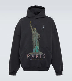 Balenciaga Paris Liberty distressed fleece hoodie