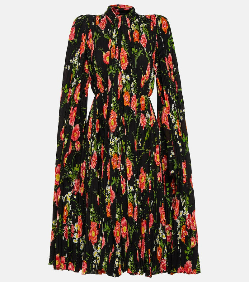 Balenciaga Pleated floral crêpe midi dress