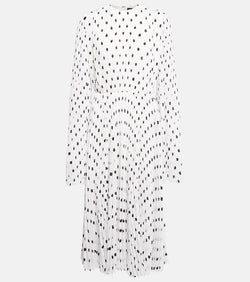 Balenciaga Polka-dot pleated crêpe midi dress