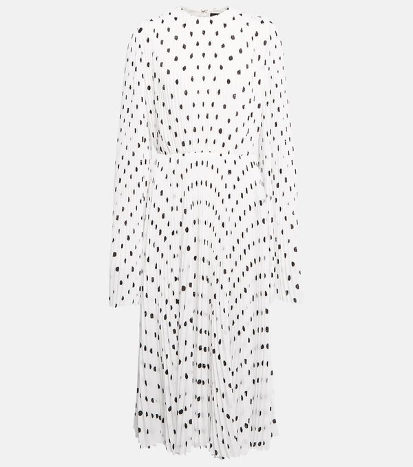 Balenciaga Polka-dot pleated crêpe midi dress