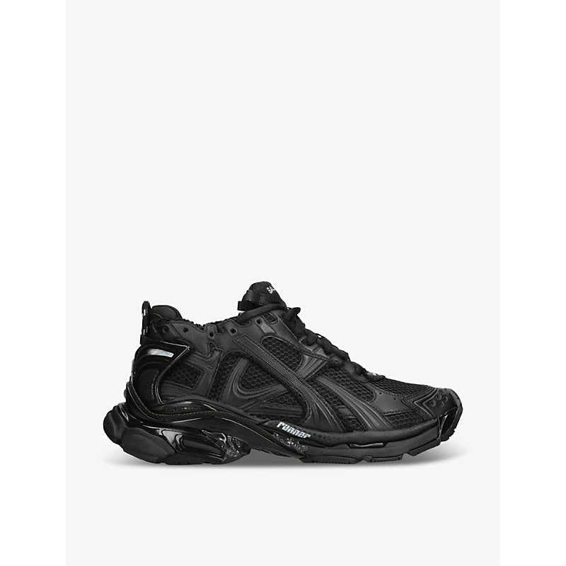 Mens Balenciaga Runner logo-printed matte mesh and faux-leather low-top trainers