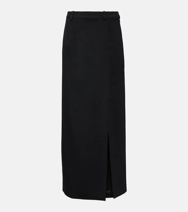 Balenciaga Side-slit wool twill maxi skirt | LYBSTORE