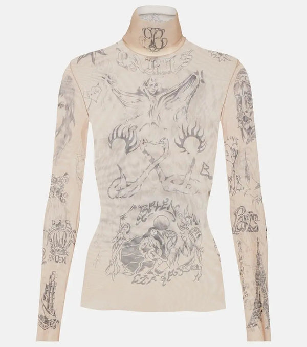 Balenciaga Tattoo printed turtleneck top | LYBSTORE