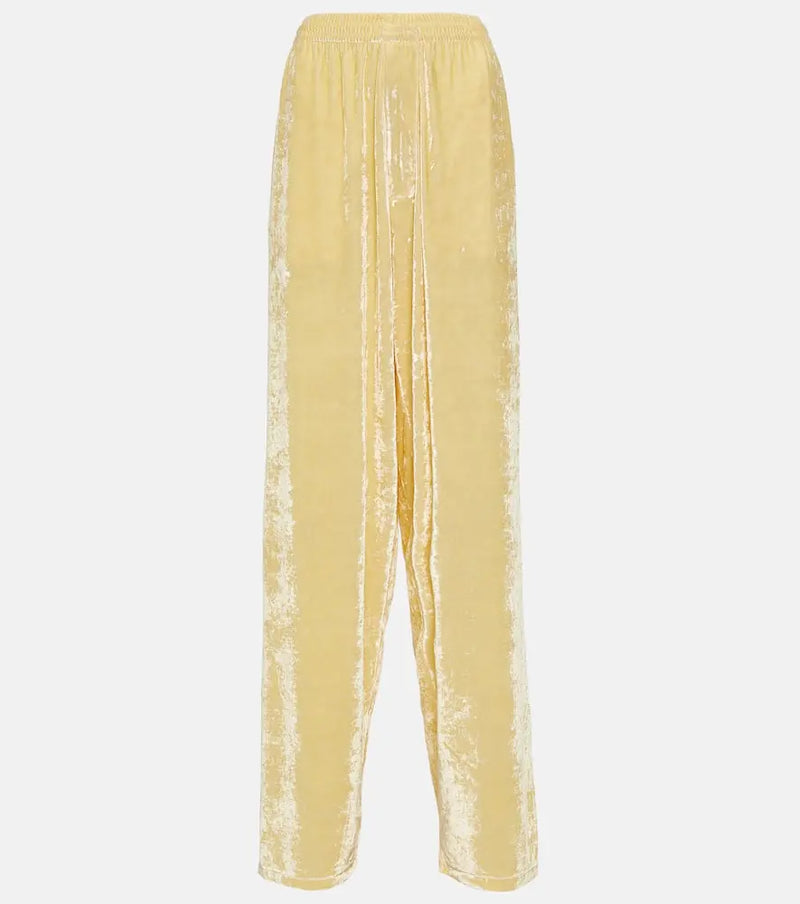 Balenciaga Wide-leg velvet pants | LYBSTORE