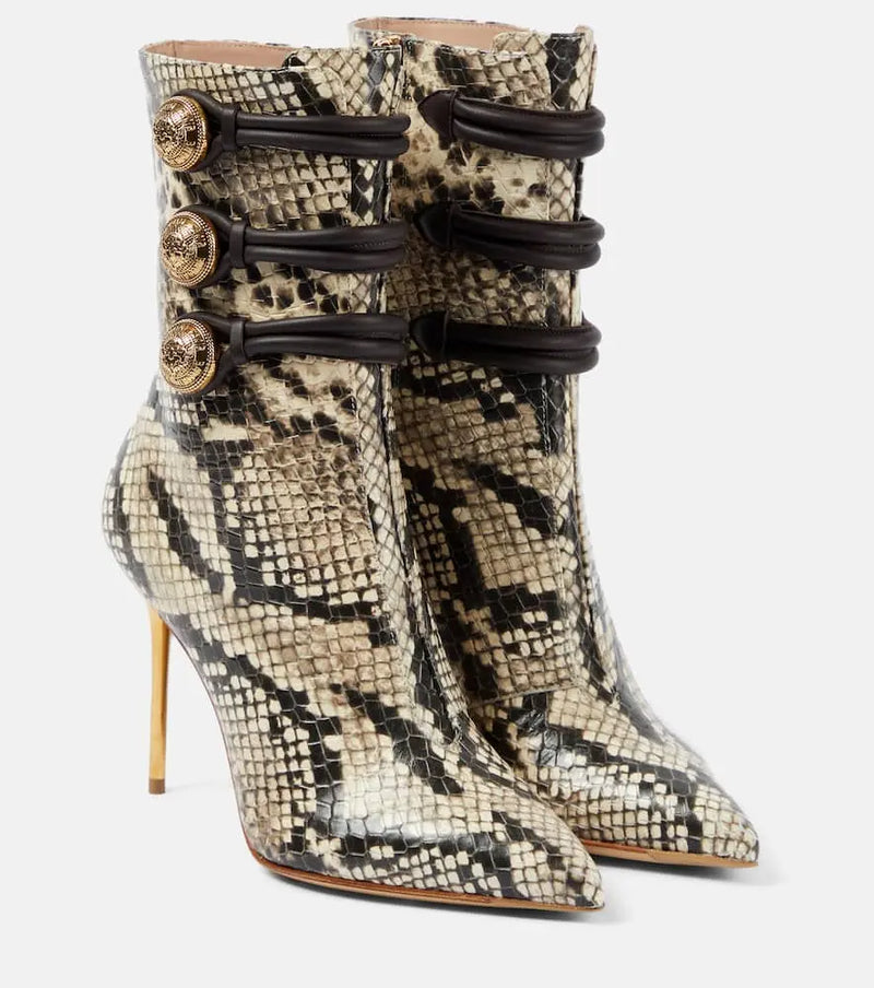 Balmain Alma snake-effect leather ankle boots | LYBSTORE