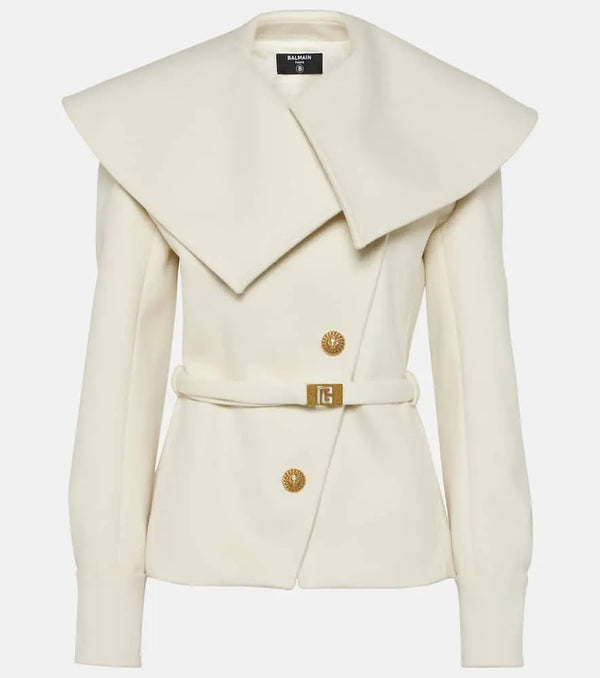 Balmain Asymmetric virgin wool coat