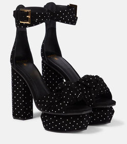 Balmain Ava embellished suede platform sandals | LYBSTORE