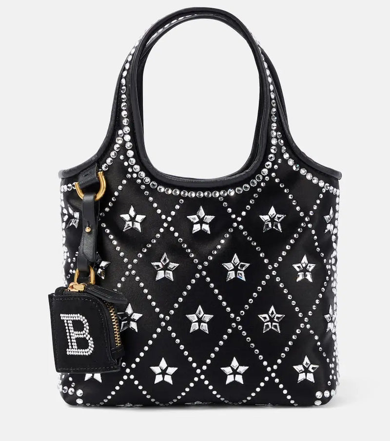 Balmain B-Army Mini embellished satin tote bag