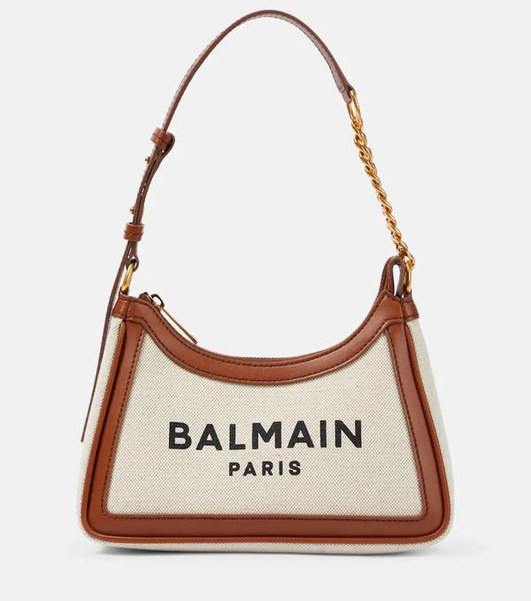 Balmain B-Army canvas and leather shoulder bag | LYBSTORE