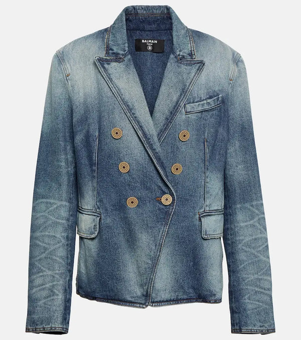 Balmain Double-breasted denim jacket | LYBSTORE