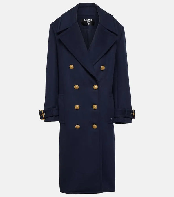 Balmain Double-breasted virgin wool coat