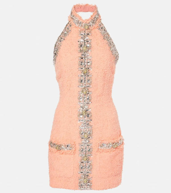 Balmain Embellished halterneck minidress | LYBSTORE