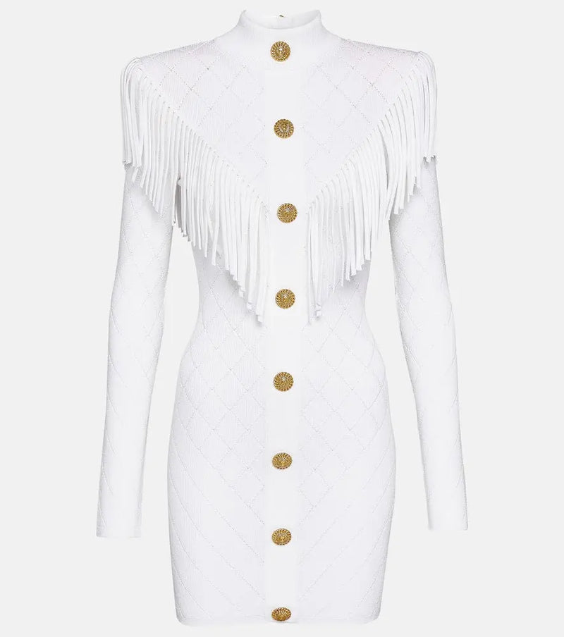 Balmain Fringed knit minidress | LYBSTORE