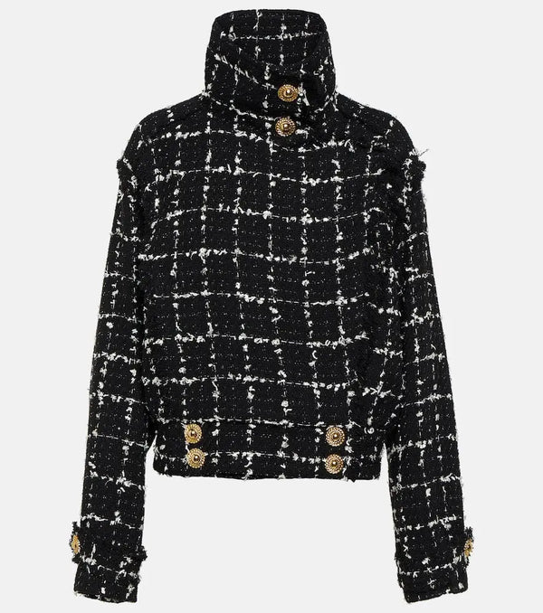 Balmain Glitter tweed bomber jacket | LYBSTORE