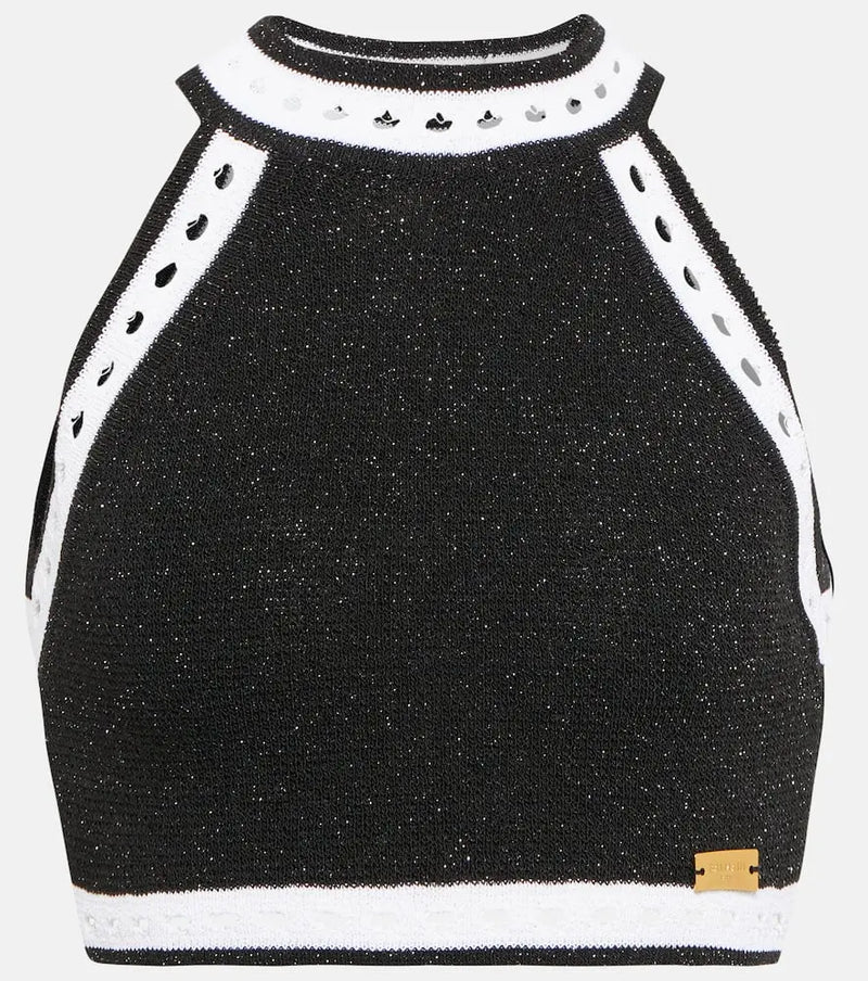 Balmain Halterneck wool-blend crop top | LYBSTORE