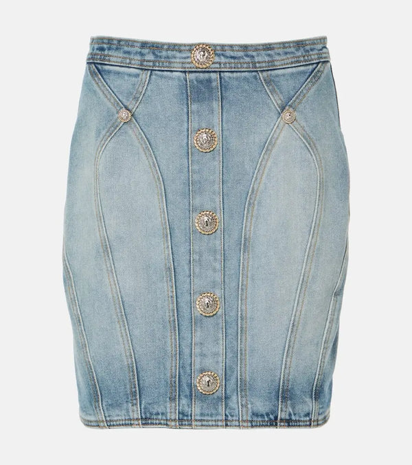 Balmain High-rise denim miniskirt | LYBSTORE