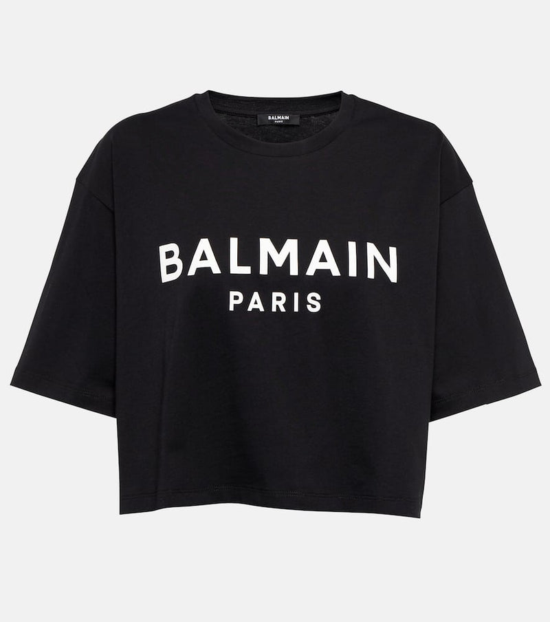 Balmain Logo cotton jersey cropped T-shirt