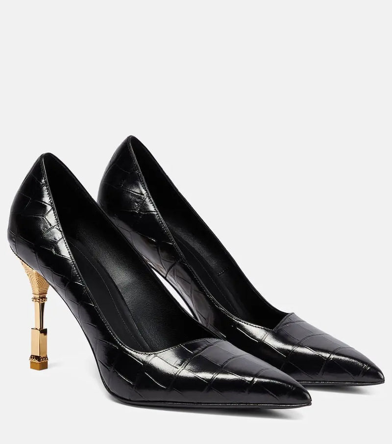 Balmain Moneta croc-effect leather pumps | LYBSTORE