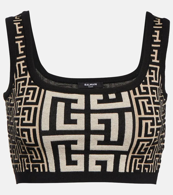 Balmain Monogram jacquard crop top | LYBSTORE