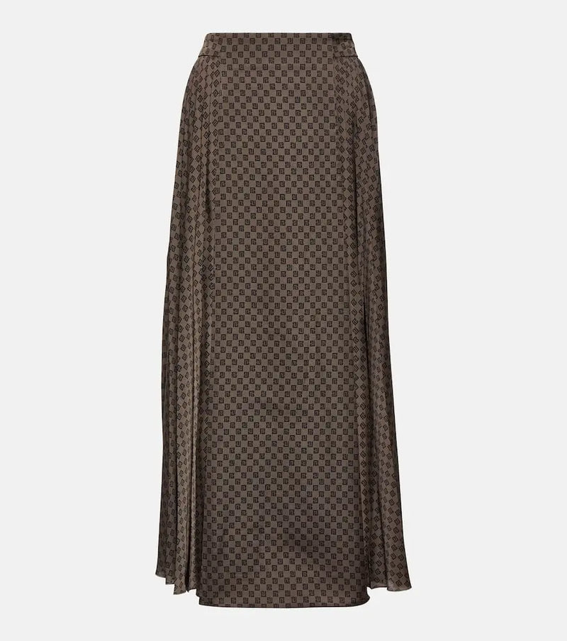 Balmain Monogram jacquard midi skirt | LYBSTORE