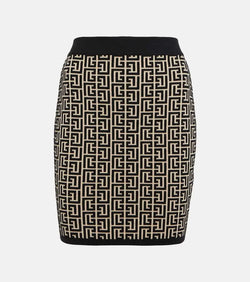 Balmain Monogram wool-blend miniskirt | LYBSTORE