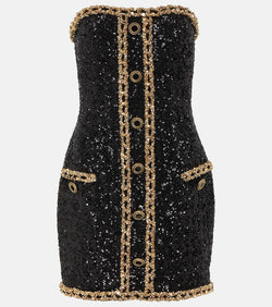 Balmain Sequined strapless minidress