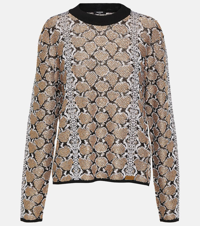 Balmain Snake-effect jacquard sweater