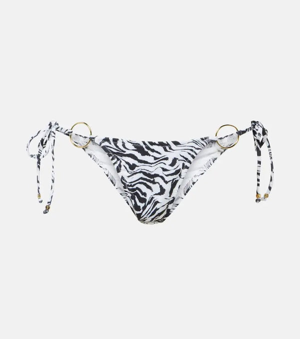 Bananhot Ring-detail zebra-print bikini bottoms