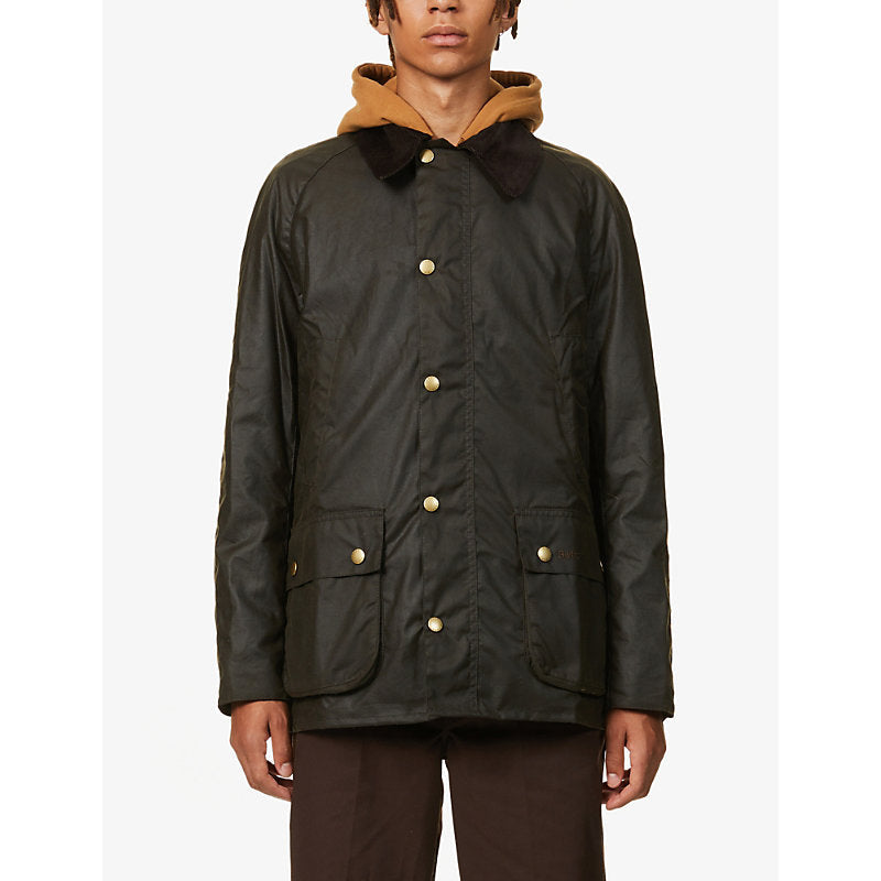 Mens Barbour Ashby corduroy-trimmed waxed cotton jacket