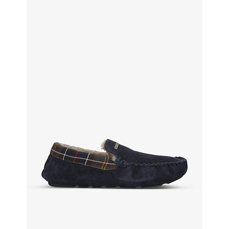 Mens Barbour Monty faux shearling-lined tartan slippers